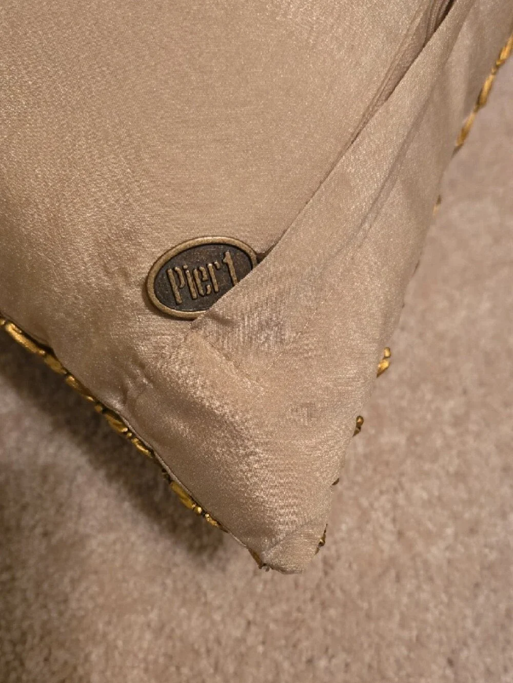 Set of 3 Gold Decorative Throw Pillows
